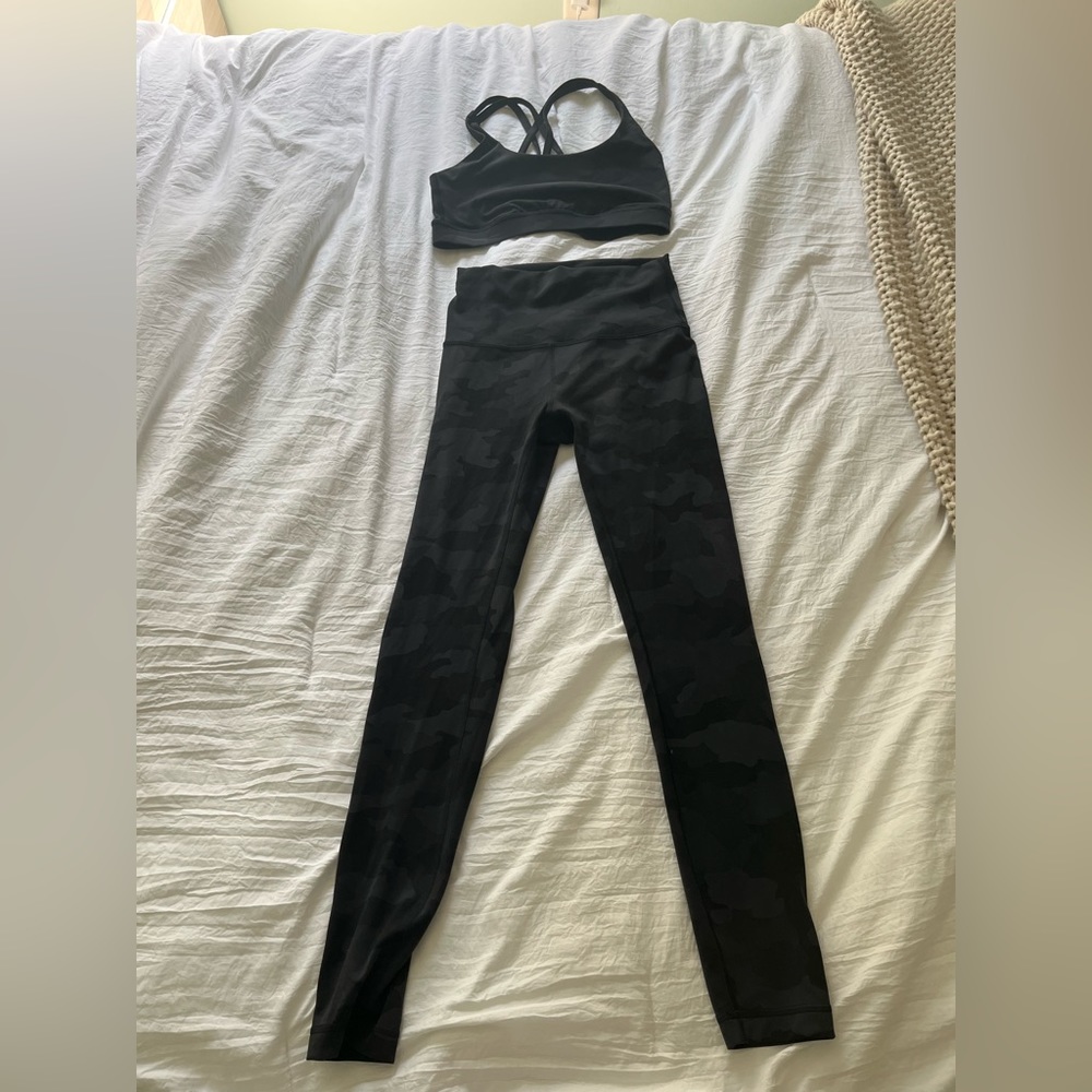 LIKE NEW. LULULEMON MATCHING CAMO SET. SIZE 2.